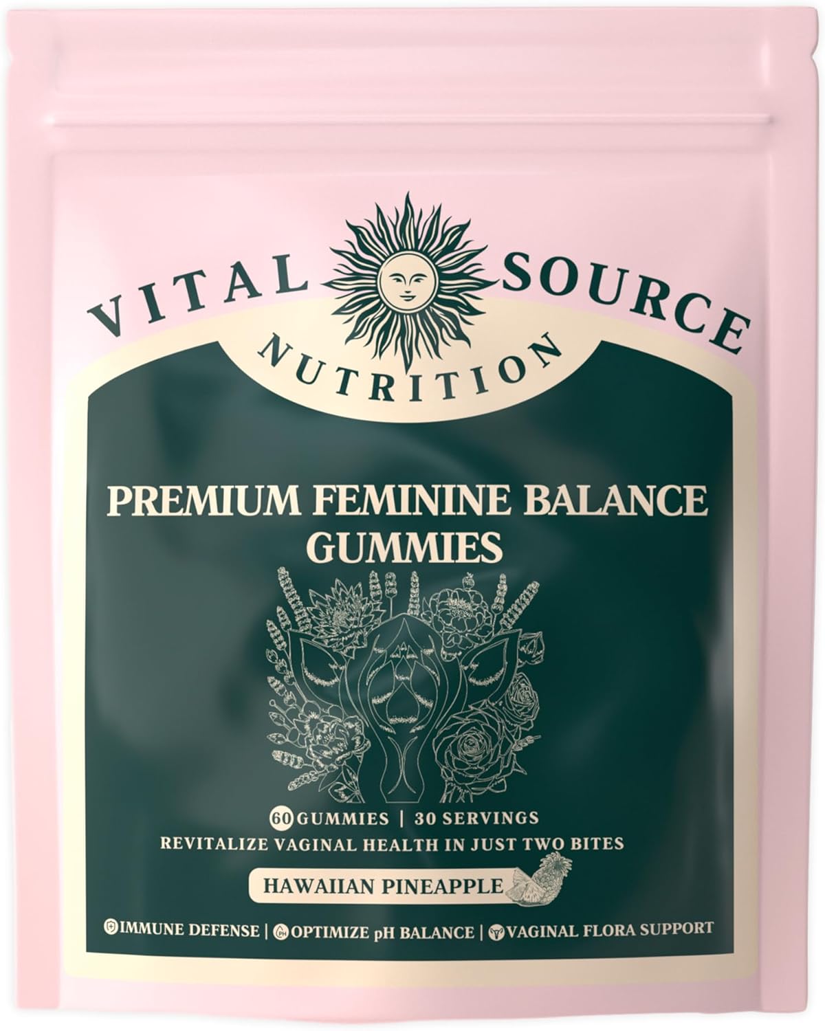 Vital Source Nutrition - Premium Feminine Balance Gummies - Hawaiian Pineapple - Vitality Plus