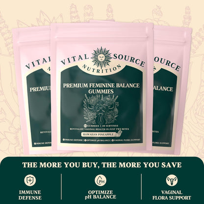Vital Source Nutrition - Premium Feminine Balance Gummies - Hawaiian Pineapple - Vitality Plus